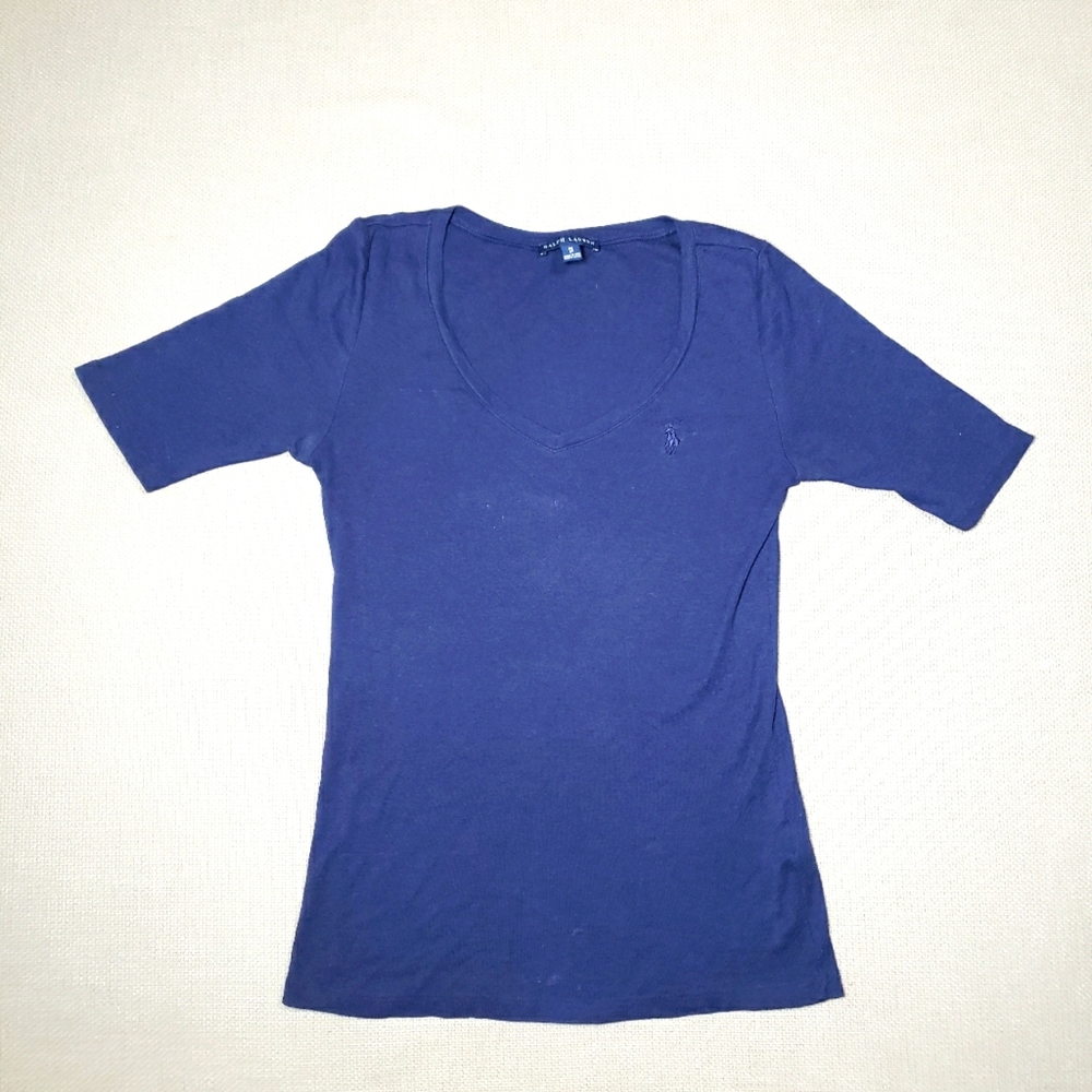 Ralph Lauren Women's Top T-Shirt Size Medium Navy/Blue Short Sleeve